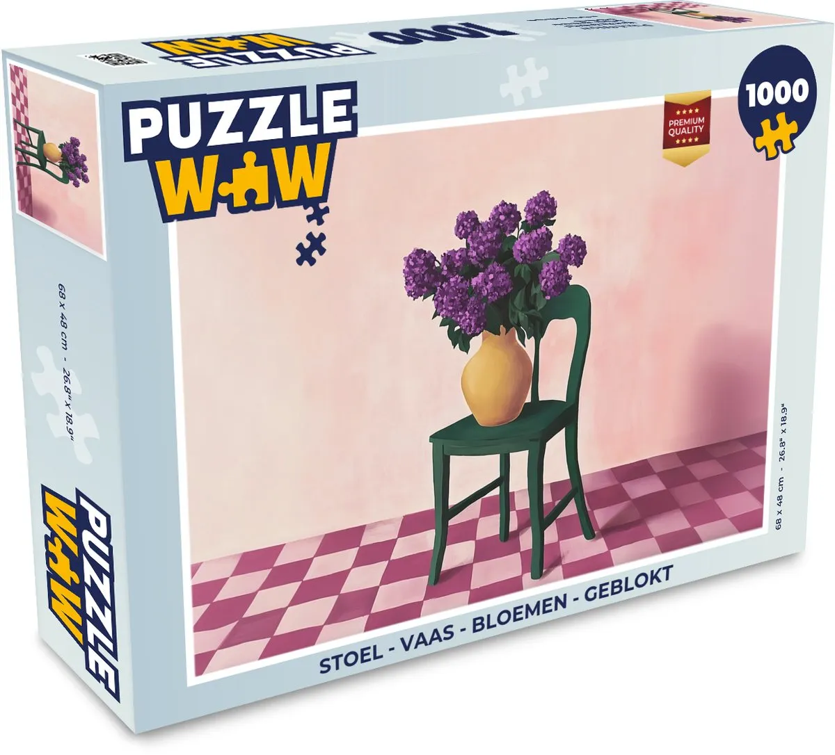 PuzzleWow Geblokte Stoel-Vaas-Bloemen Legpuzzel 1000 Stuks