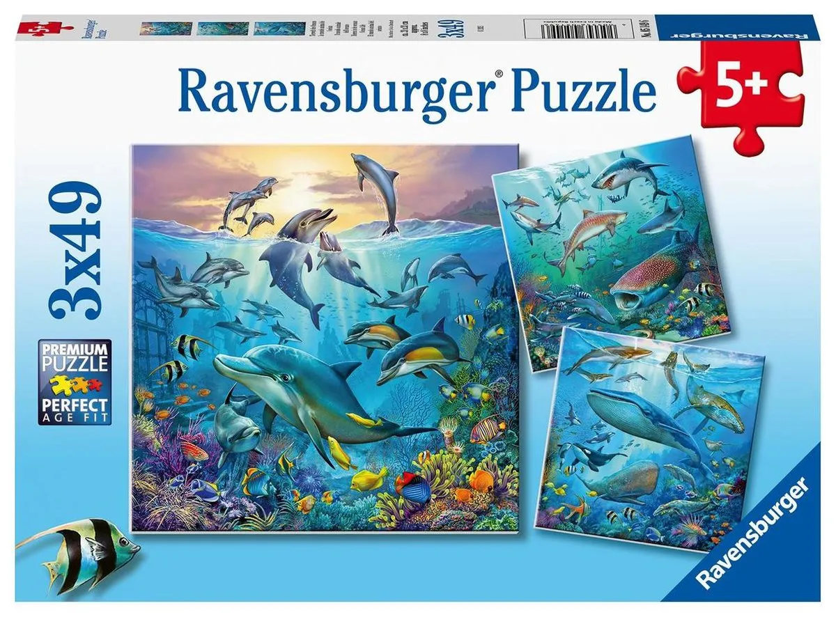 Ravensburger Dieren in de Oceaan Puzzel - 147 Stuks (3x49) - Multicolor