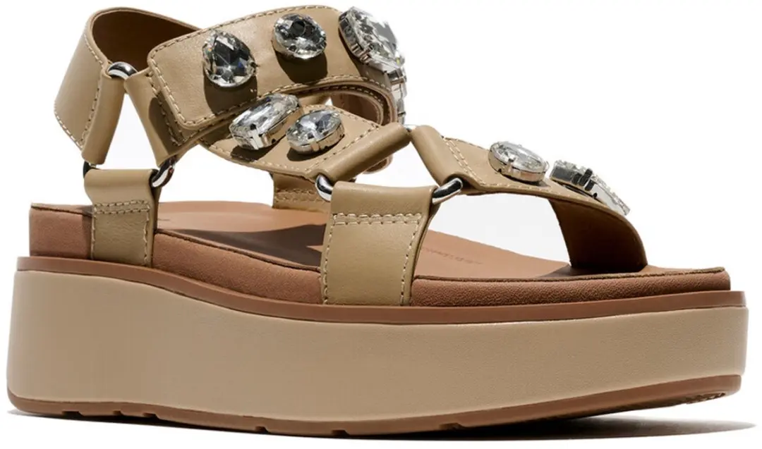 FitFlop FitFlop Gen-FF Max Ultra-Jewel Leather Back-Strap Sandals BEIGE