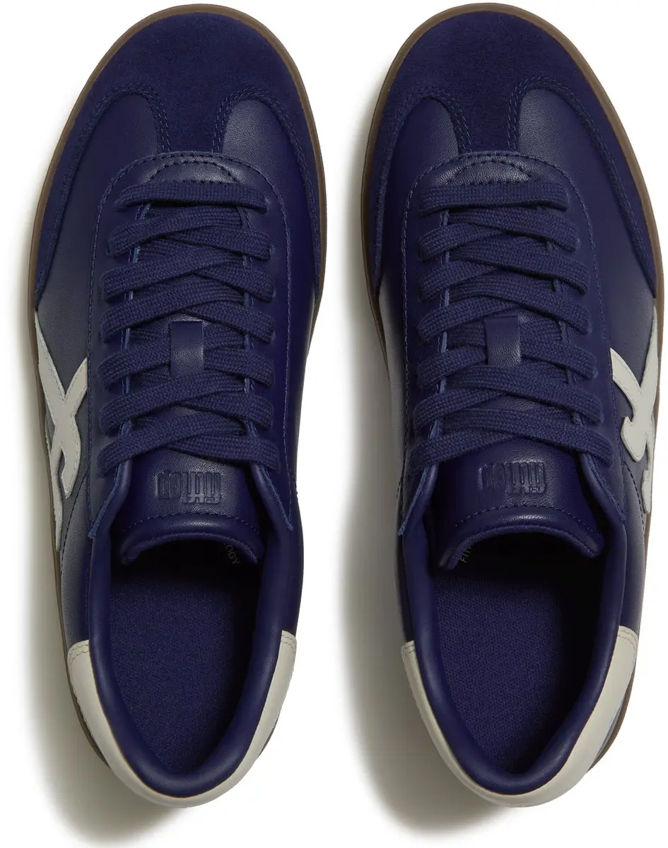 FitFlop The Dash T-Toe Leather Sneakers BLAUW