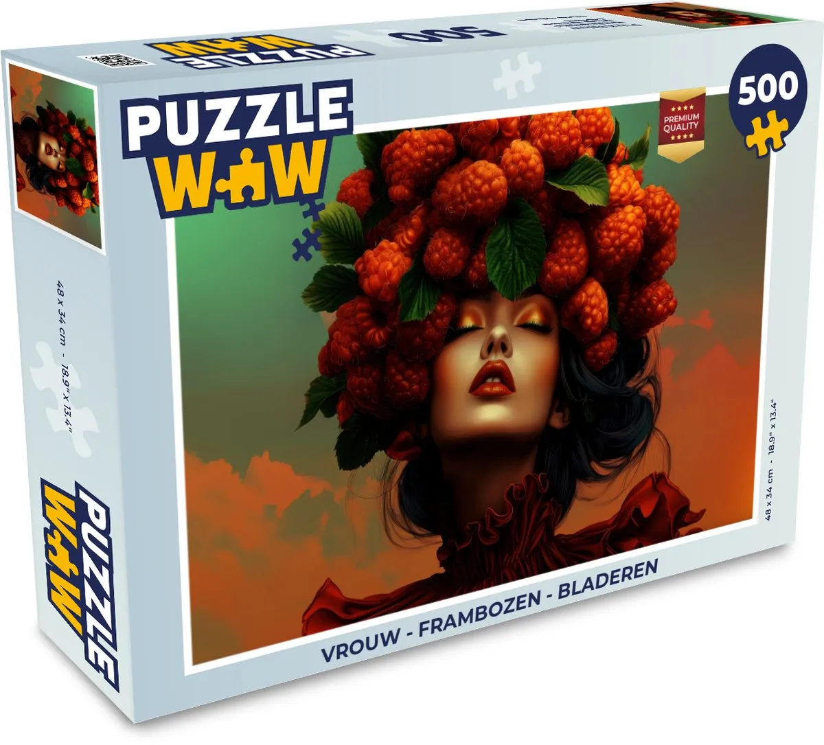 PuzzleWow Vrouw Frambozen Bladeren Legpuzzel 500 Stuks