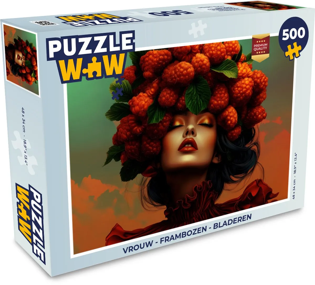PuzzleWow Vrouw Frambozen Bladeren Legpuzzel 500 Stuks