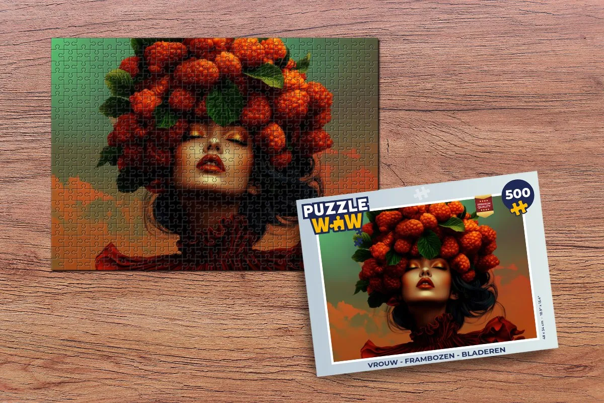 PuzzleWow Vrouw Frambozen Bladeren Legpuzzel 500 Stuks