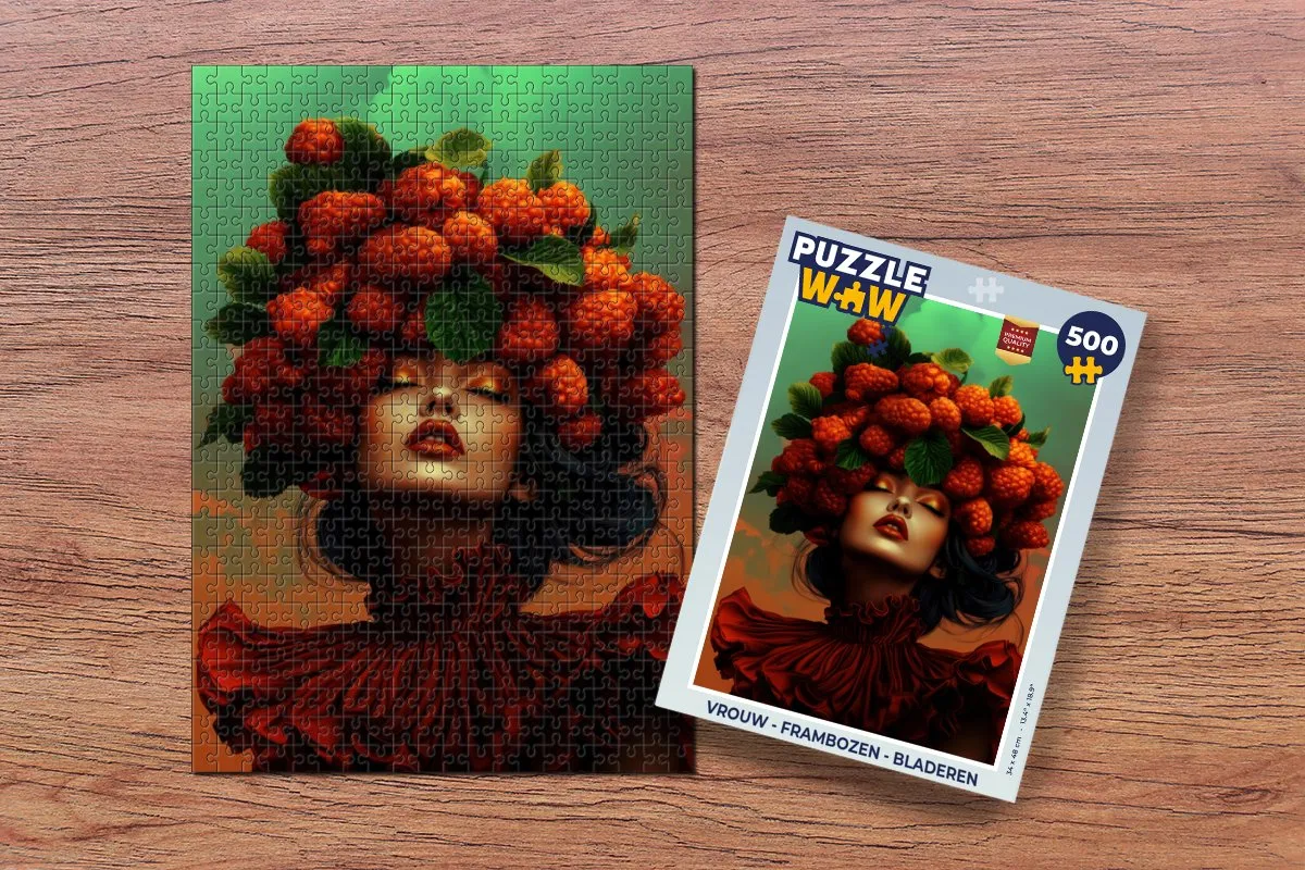 PuzzleWow Vrouw Frambozen Bladeren Legpuzzel 500 Stuks
