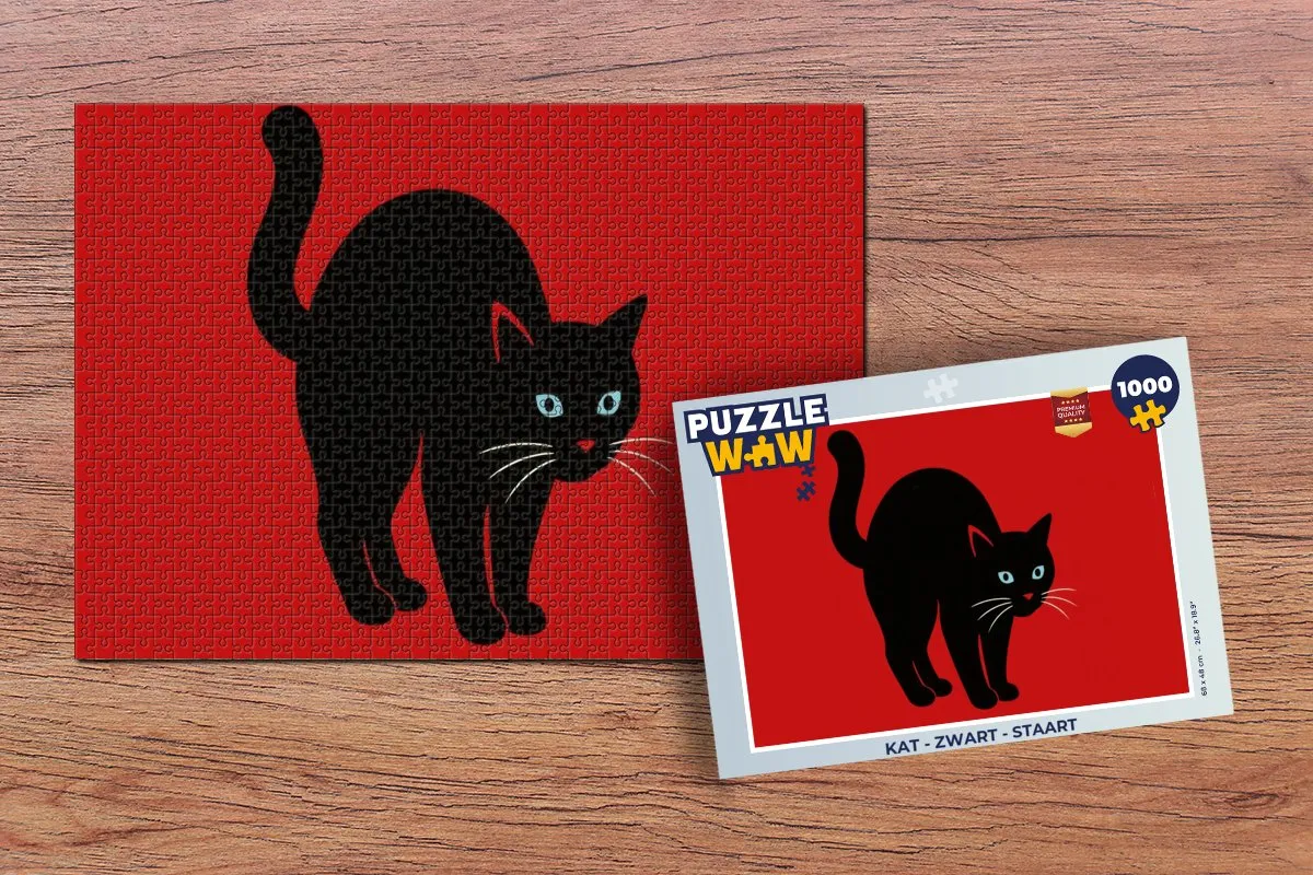 PuzzleWow Kat Staart Legpuzzel 1000 Stuks - Zwart/Rood