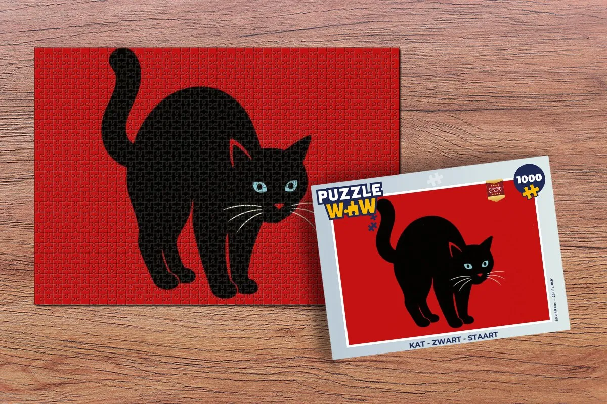 PuzzleWow Kat Staart Legpuzzel 1000 Stuks - Zwart/Rood
