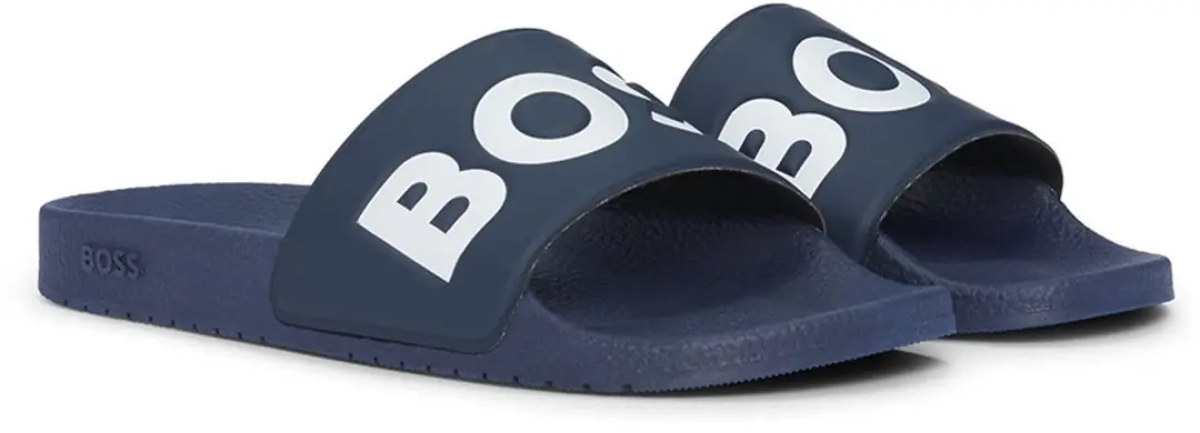 Hugo Boss heren BOSS slippers contrast logo blauw