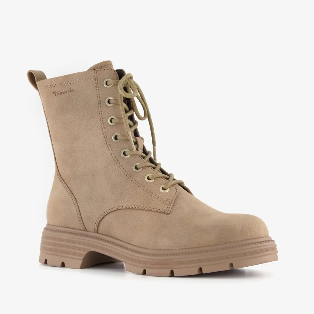 Tamaris dames veterboots beige