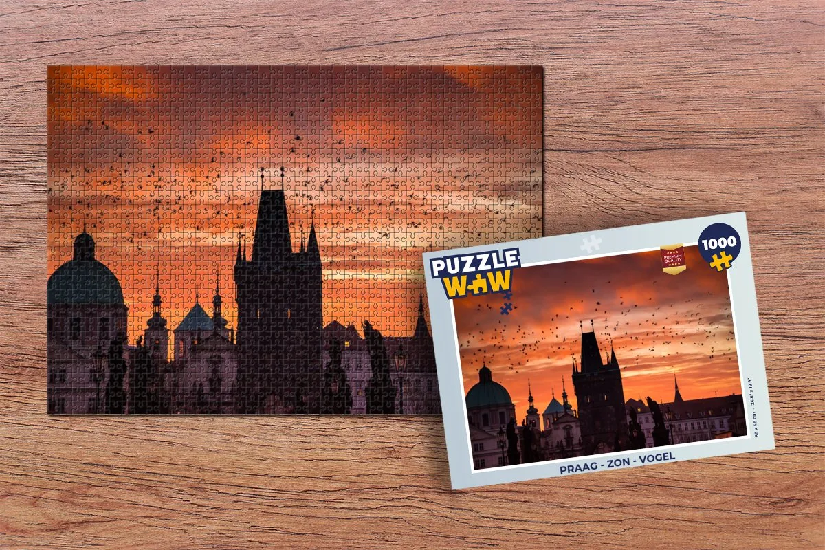PuzzleWow Praag Zon Vogel Legpuzzel 1000 Stuks - Multicolor