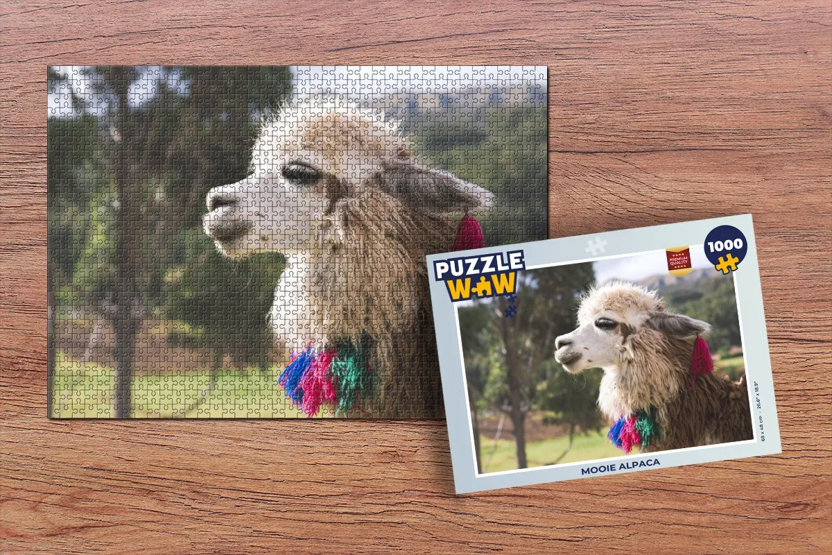 PuzzleWow Alpaca Natuur Wol Legpuzzel 1000 Stuks - Multicolor
