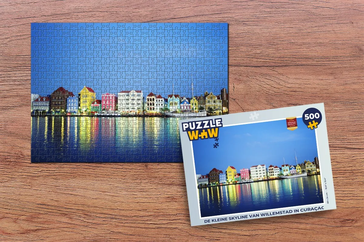 PuzzleWow Skyline Willemstad Curaçao Legpuzzel 500 Stuks - Multicolor