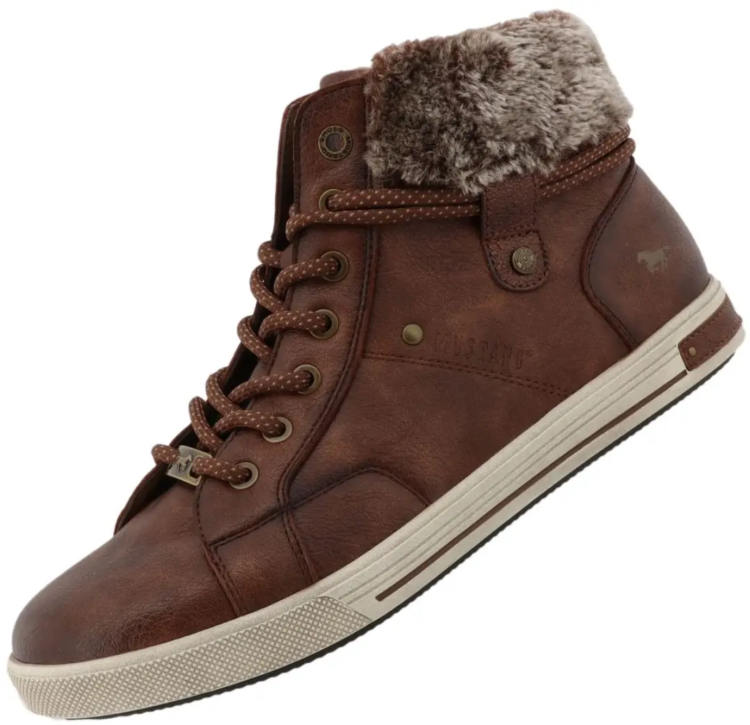 Mustang dames hoge sneaker bruin gevoerd
