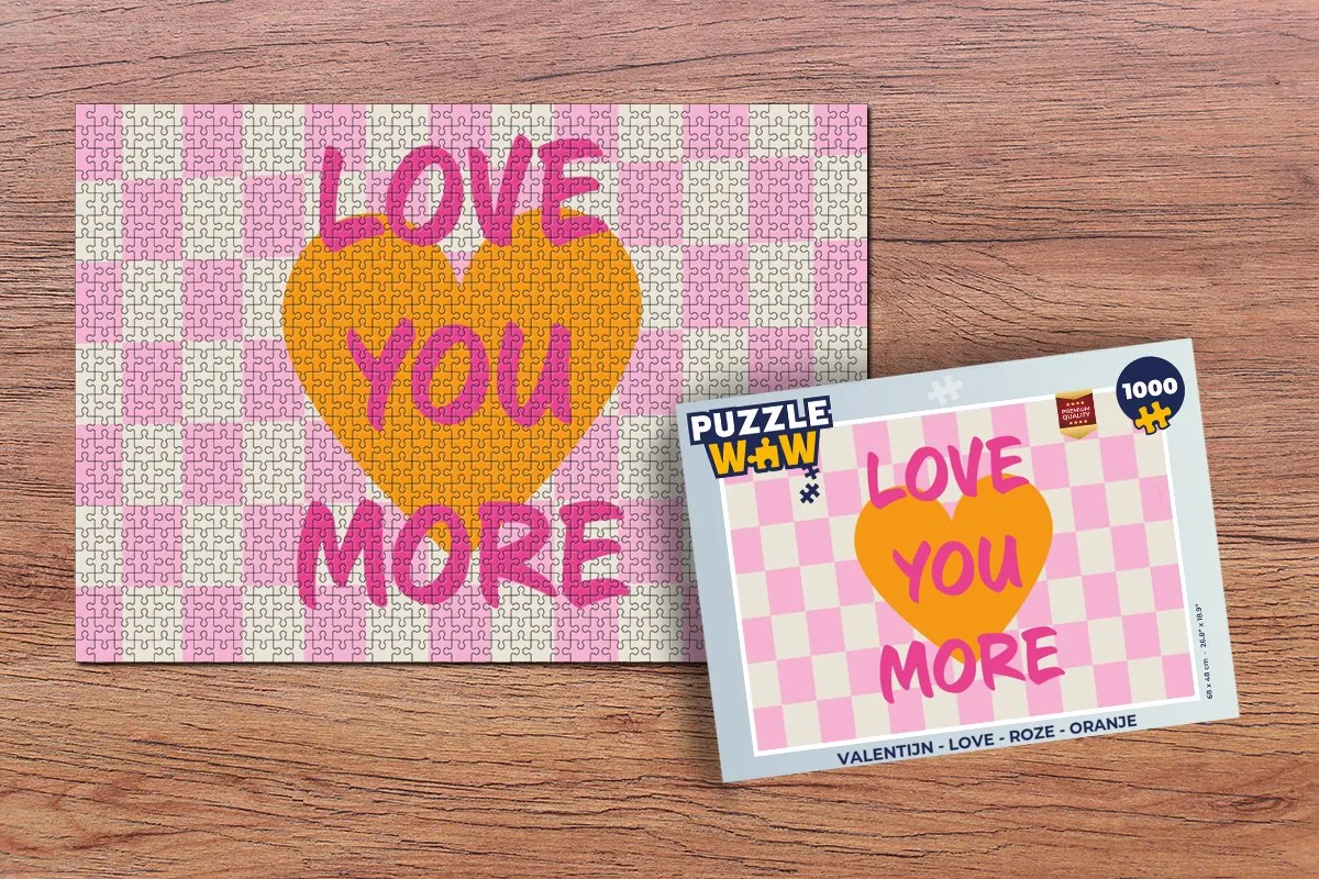 PuzzleWow Valentijn Love Puzzel 1000 Stuks - Roze/Oranje