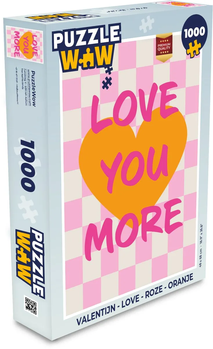 PuzzleWow Valentijn Love Puzzel 1000 Stuks - Roze/Oranje