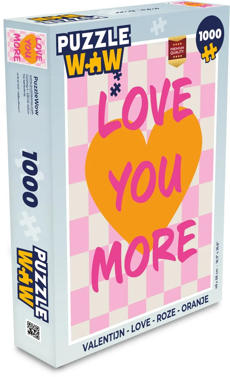 PuzzleWow Valentijn Love Puzzel 1000 Stuks - Roze/Oranje