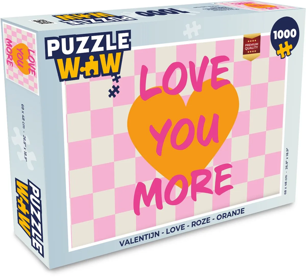 PuzzleWow Valentijn Love Puzzel 1000 Stuks - Roze/Oranje
