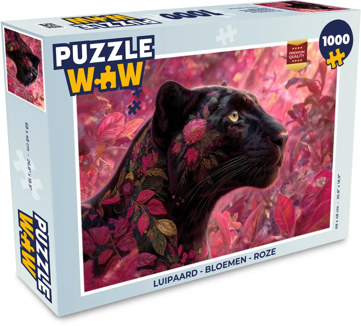 PuzzleWow Luipaard - Bloemen Legpuzzel 1000 Stuks