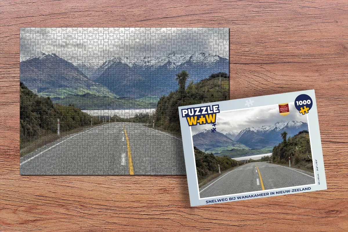 PuzzleWow Legpuzzel Berg Weg Meer 1000 Stuks - Multicolor