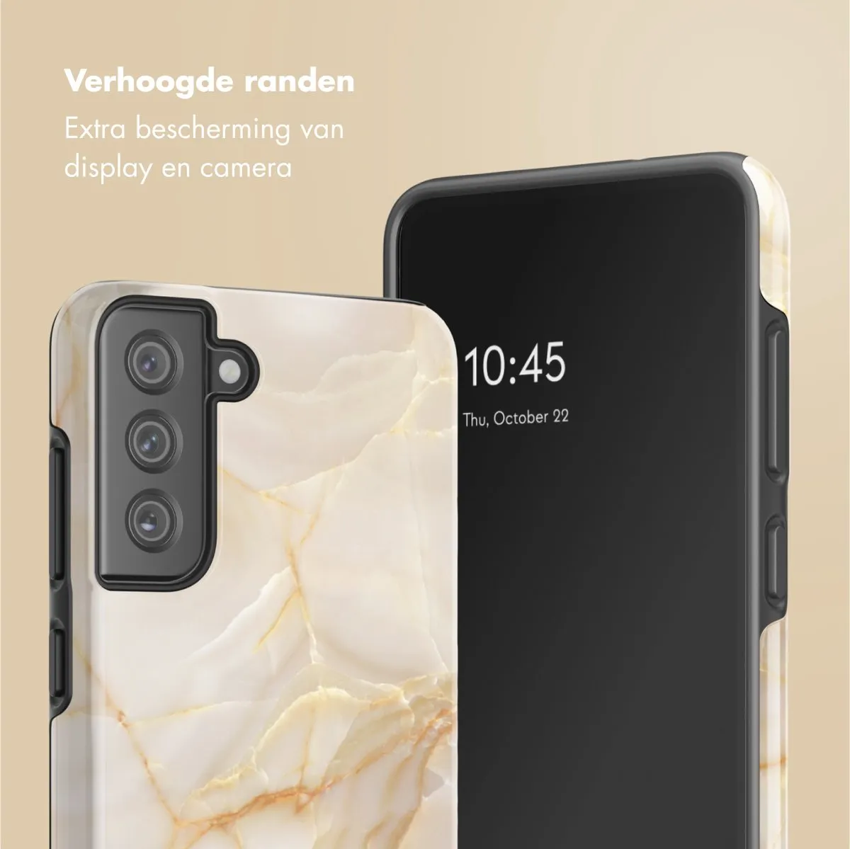 Selencia Hoesje Samsung Galaxy S21 FE Golden Beige Marble
