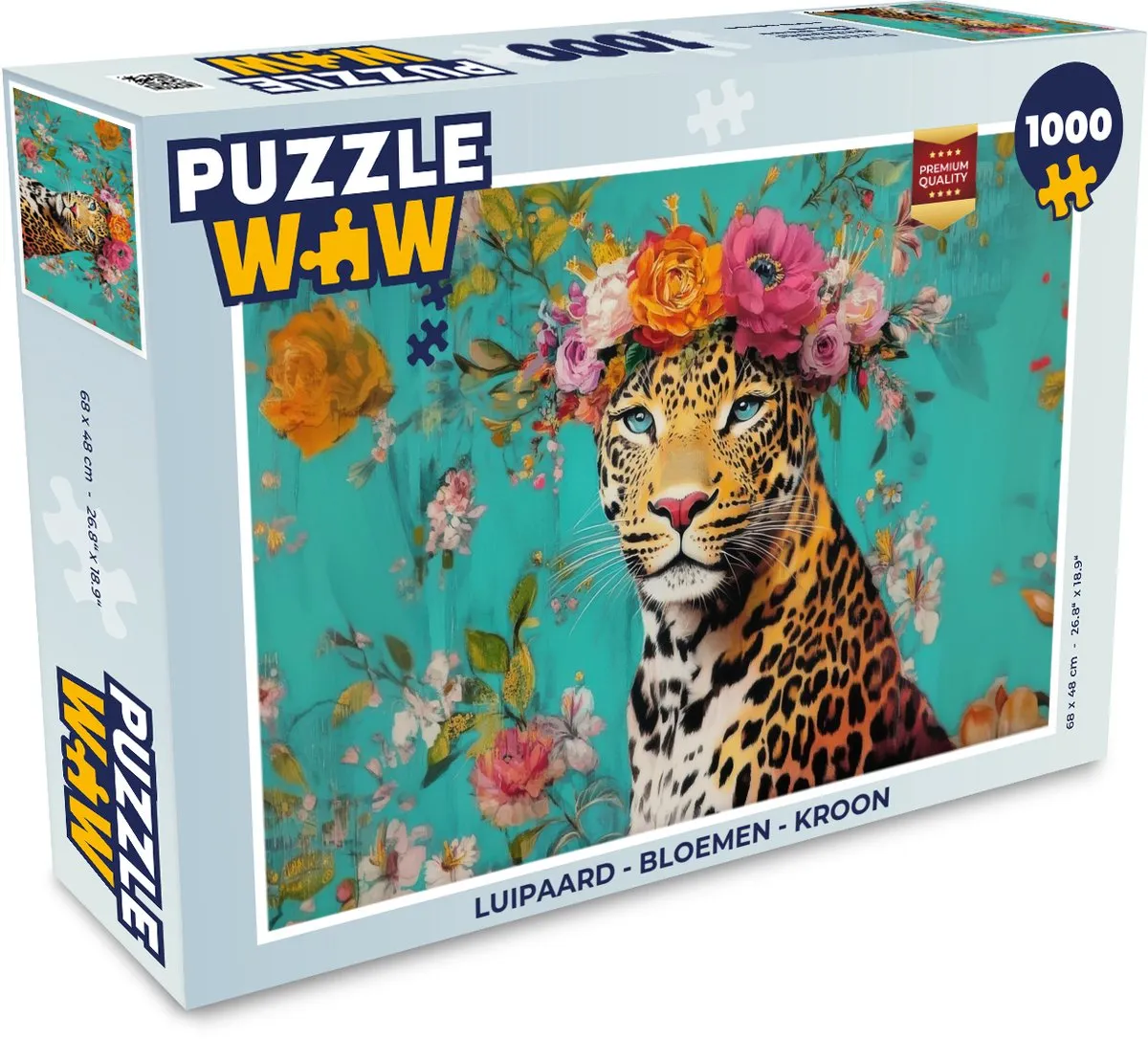 PuzzleWow Luipaard - Bloemen Kroon Legpuzzel 1000 Stukken