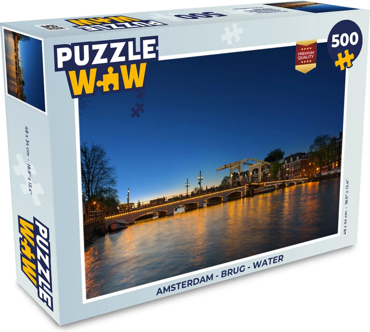PuzzleWow Amsterdam Brug Legpuzzel 500 Stuks - Multicolor