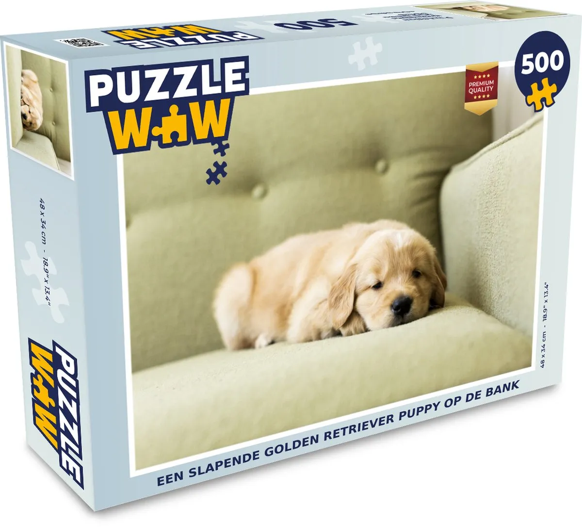 PuzzleWow Legpuzzel Golden Retriever Puppy 500 Stuks