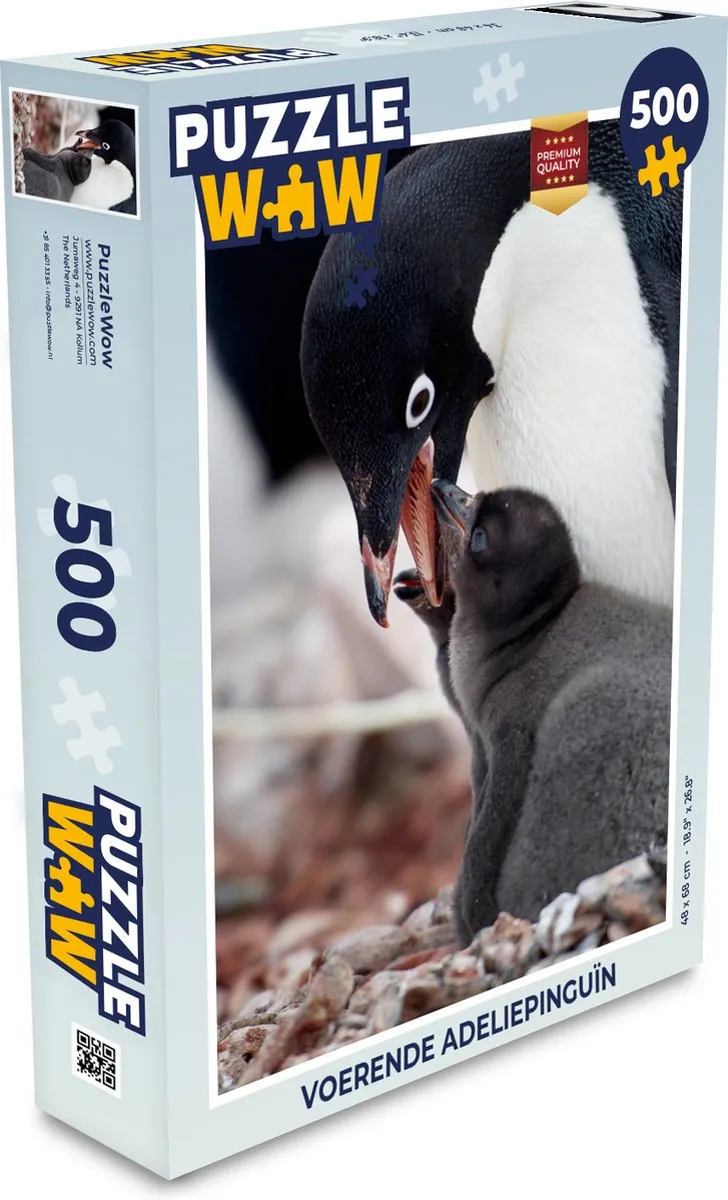 PuzzleWow Legpuzzel Adeliepinguïn 500 Stuks