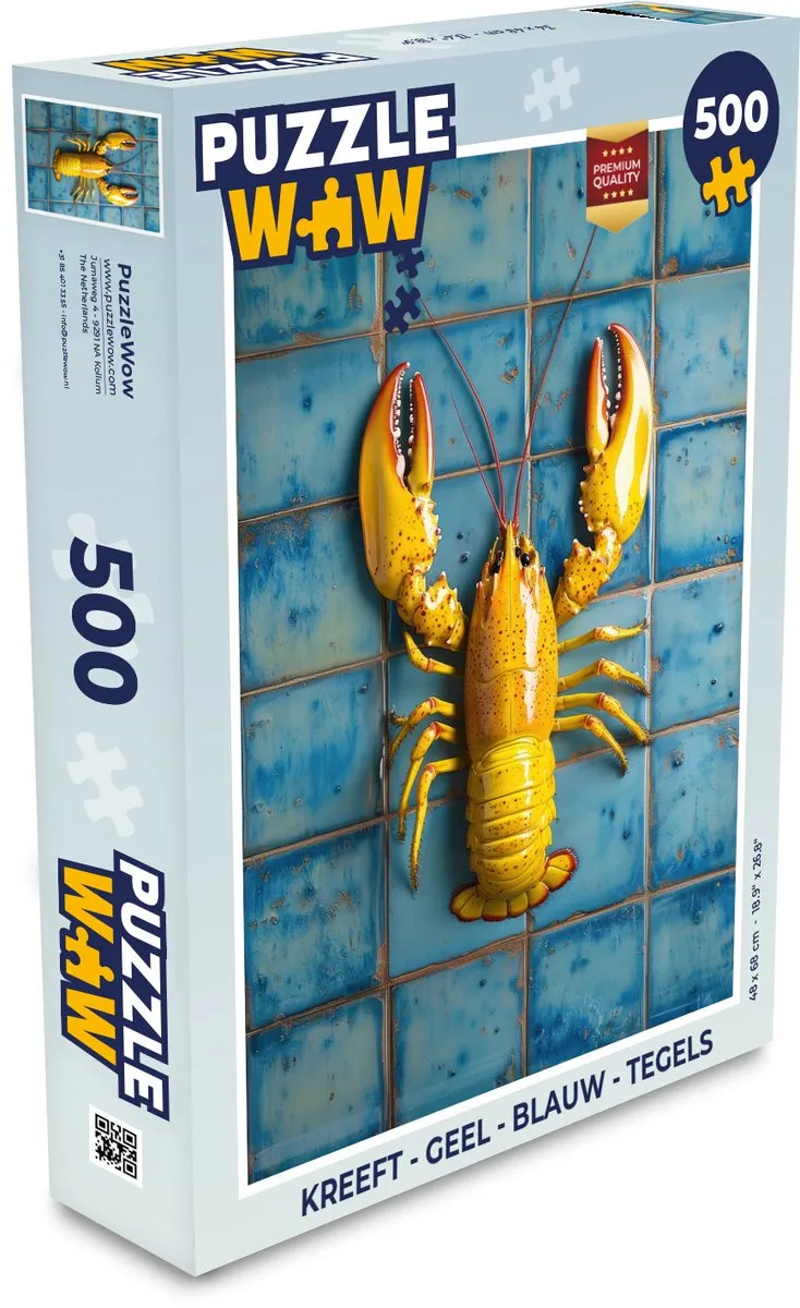 PuzzleWow Kreeft Puzzel 500 Stuks - Geel/Blauw Tegels