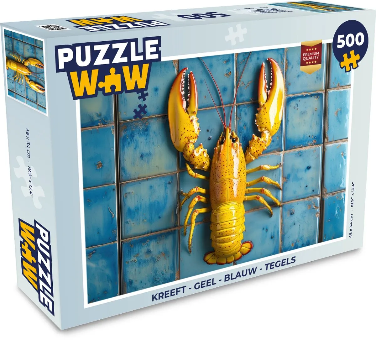 PuzzleWow Kreeft Puzzel 500 Stuks - Geel/Blauw Tegels