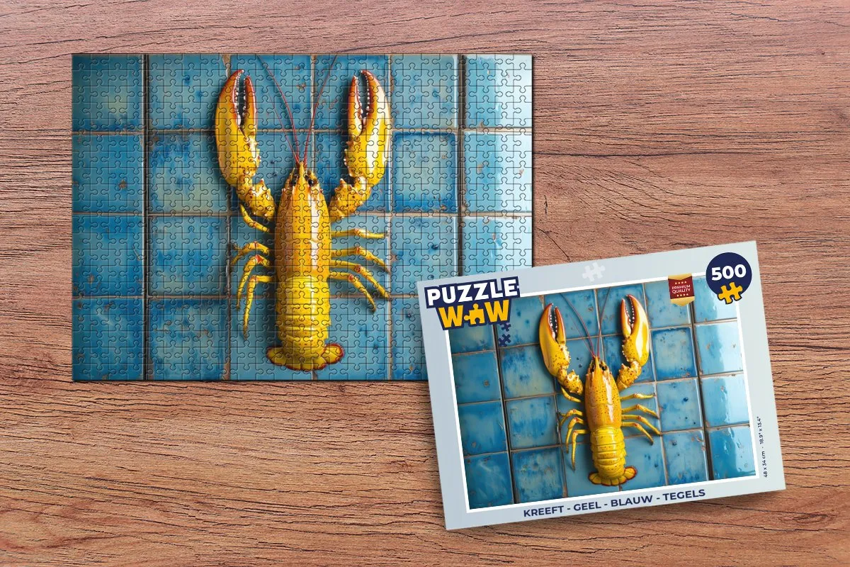 PuzzleWow Kreeft Puzzel 500 Stuks - Geel/Blauw Tegels