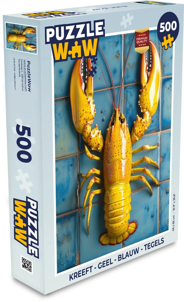 PuzzleWow Kreeft Puzzel 500 Stuks - Geel/Blauw Tegels