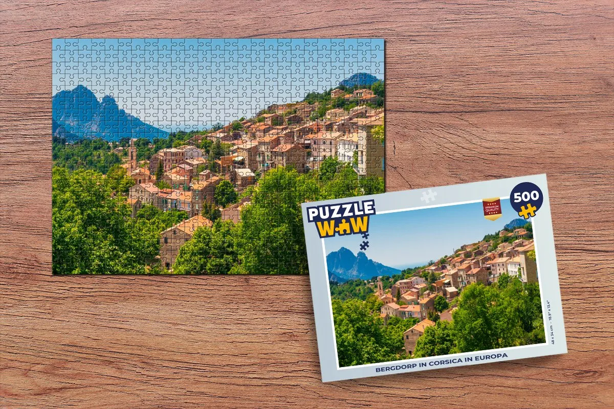 PuzzleWow Bergdorp in Corsica Legpuzzel 500 Stuks - Multicolor