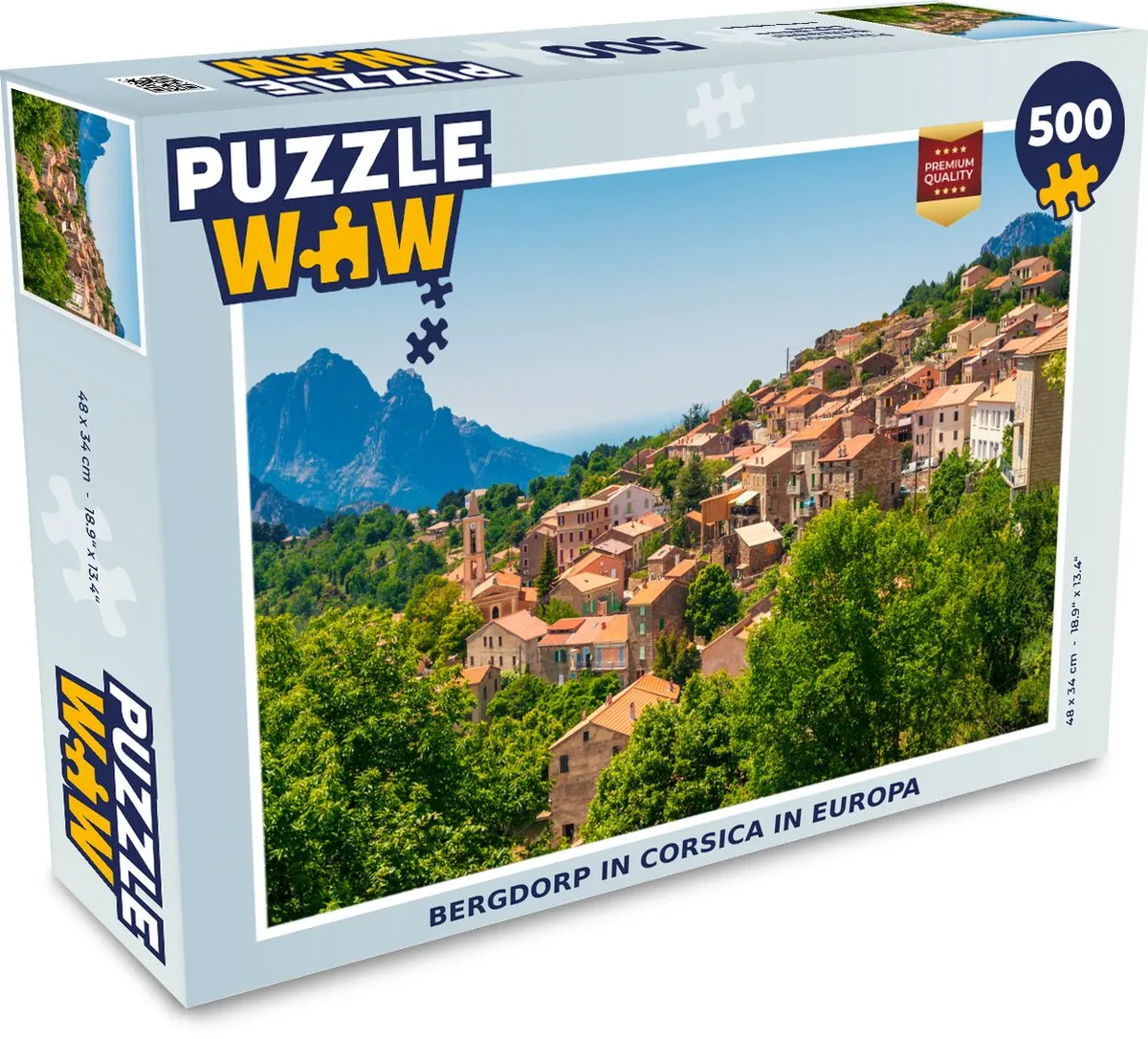 PuzzleWow Bergdorp in Corsica Legpuzzel 500 Stuks - Multicolor