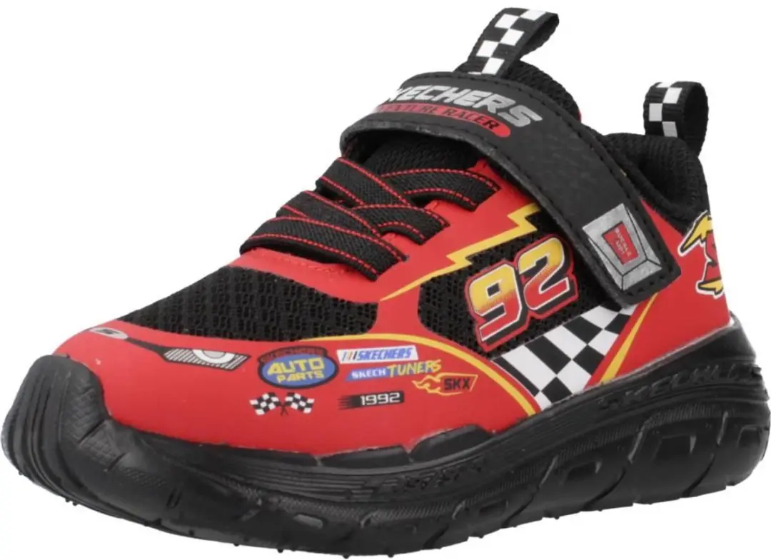 Skechers Skech Tracks Jongens Sneakers 21 - Zwart/Rood - afbeelding 3 van 6