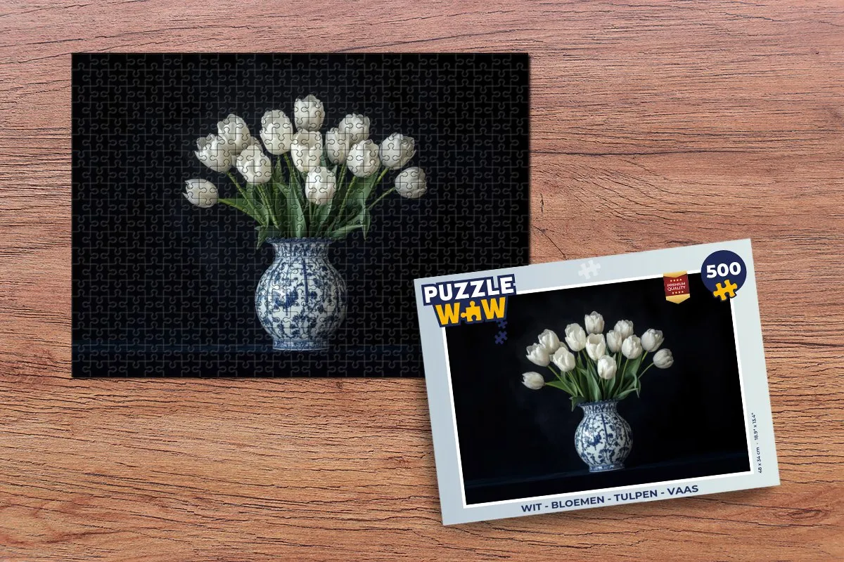 PuzzleWow Bloemen Tulpen Legpuzzel 500 Stuks - Wit