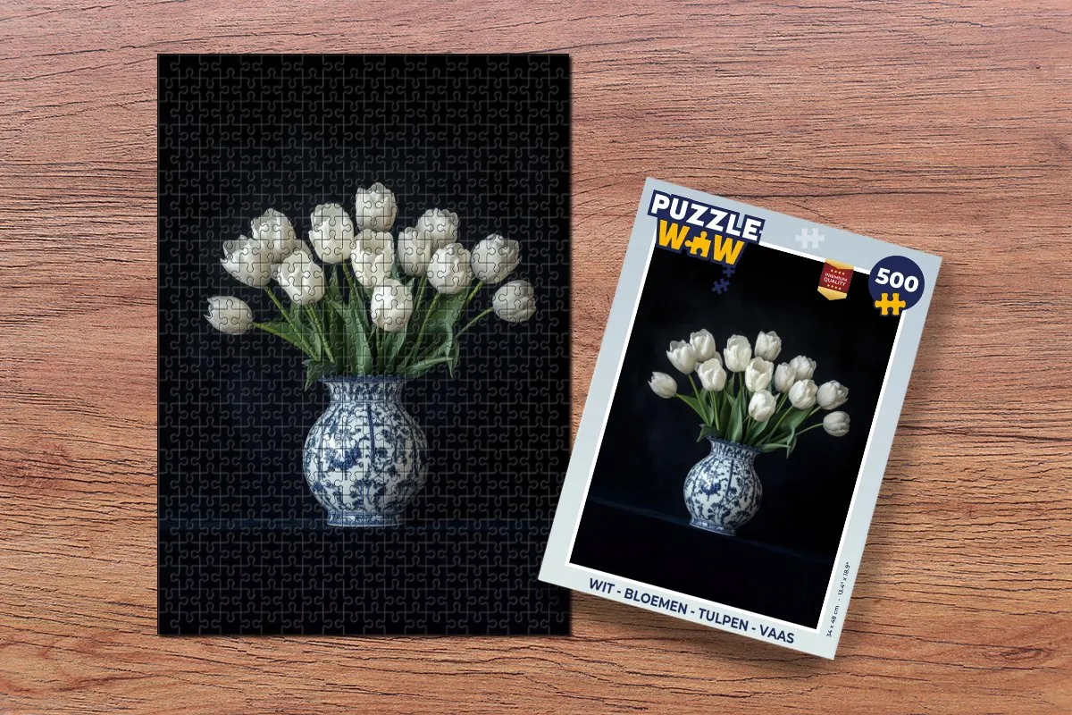 PuzzleWow Bloemen Tulpen Legpuzzel 500 Stuks - Wit