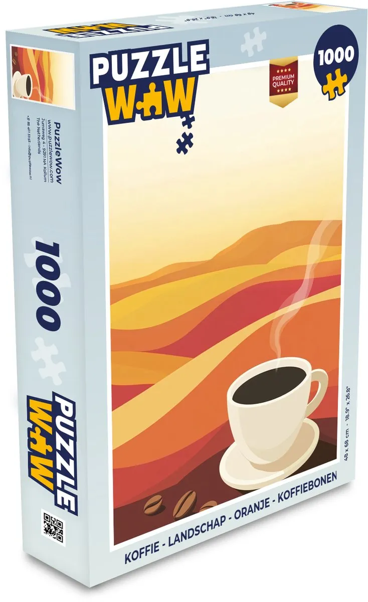 PuzzleWow Koffie Landschap Legpuzzel 1000 Stuks - Oranje