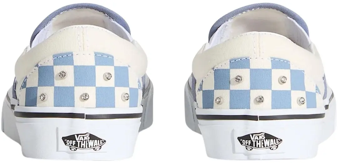 Vans Classic Slip-On Checkerboard Sneakers - Lichtblauw/Wit - afbeelding 3 van 6