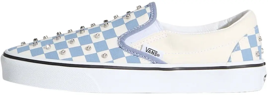 Vans Classic Slip-On Checkerboard Sneakers - Lichtblauw/Wit - afbeelding 5 van 6