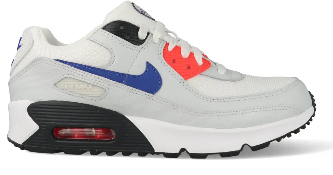 Nike Air Max 90 SE GS White Dust Bright Crimson Game Royal Wit / Grijs-39