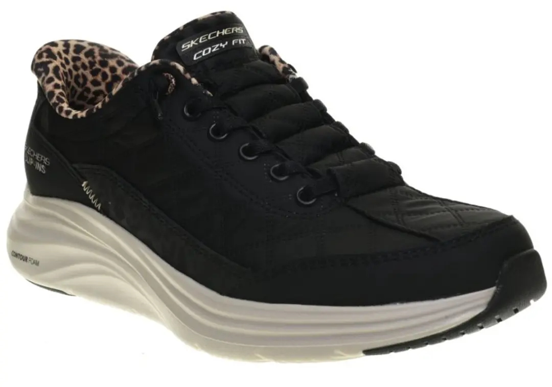Skechers Contour Foam Leopard Dream Dames Instappers - Multi/Zwart - afbeelding 2 van 6
