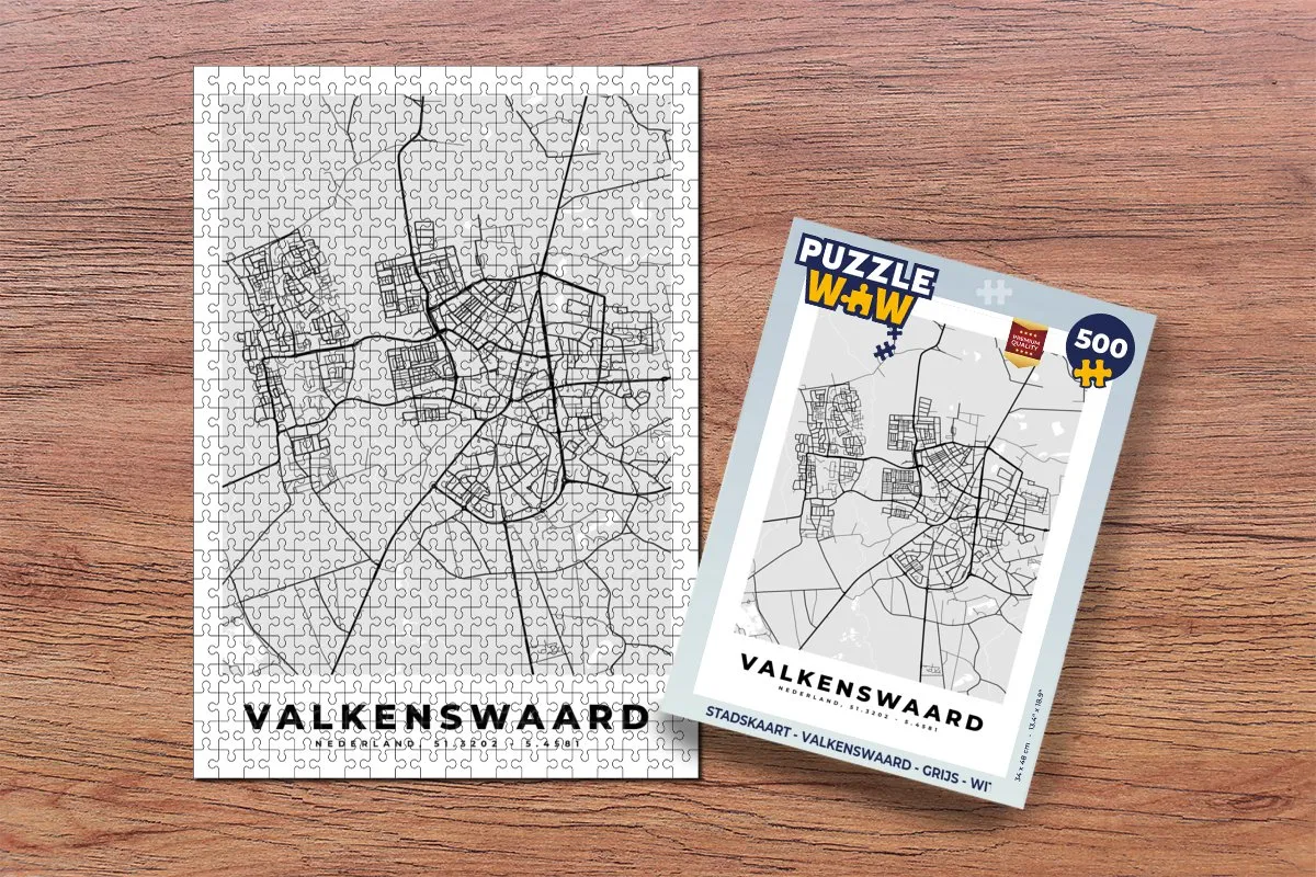 PuzzleWow Valkenswaard Legpuzzel 500 Stuks - Stadskaart