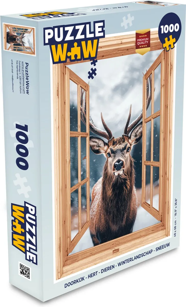 PuzzleWow Doorkijk Hert Legpuzzel 1000 Stuks - Natuur