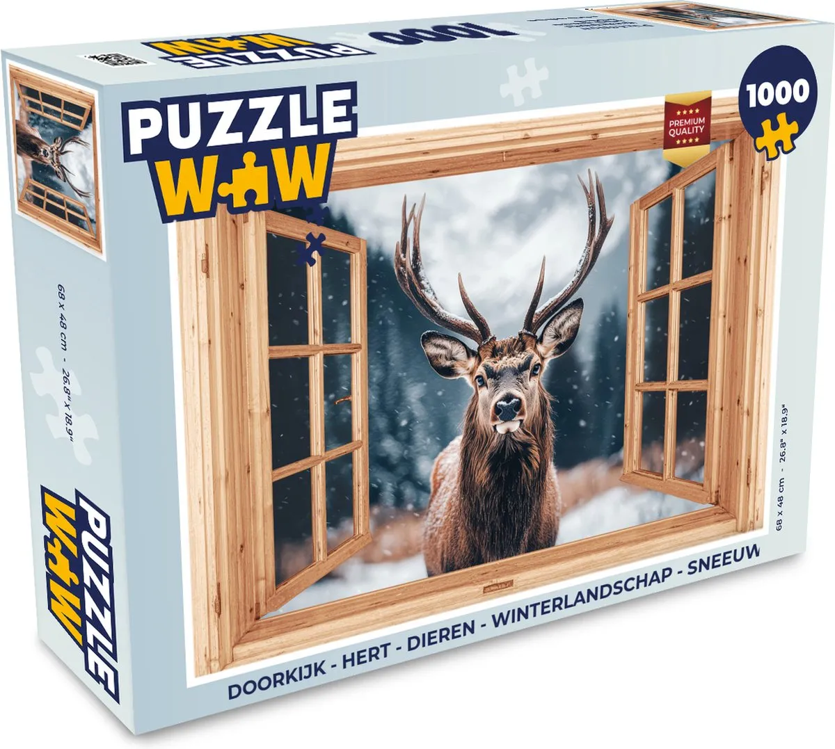 PuzzleWow Doorkijk Hert Legpuzzel 1000 Stuks - Natuur