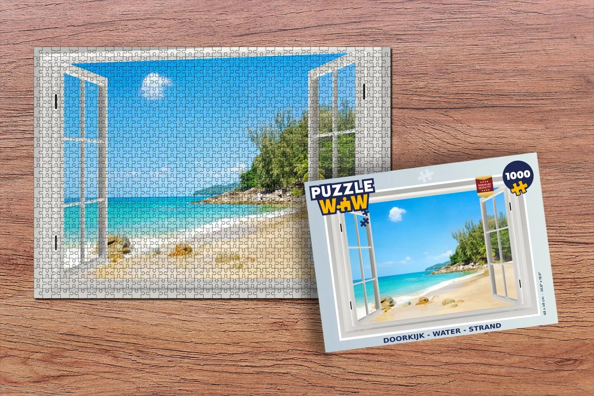 PuzzleWow Doorkijk Water Strand Legpuzzel 1000 Stuks - Multicolor