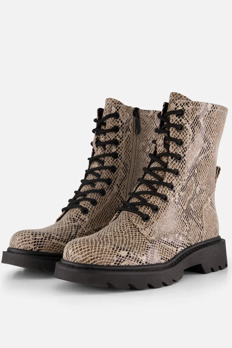 Tamaris Leopard Veterboots zwart Textiel