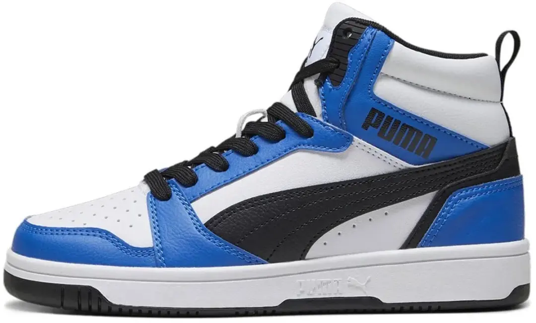 PUMA Rebound V6 Mid Jr Sneakers - 38 - Wit/Zwart/Blauw - afbeelding 2 van 6