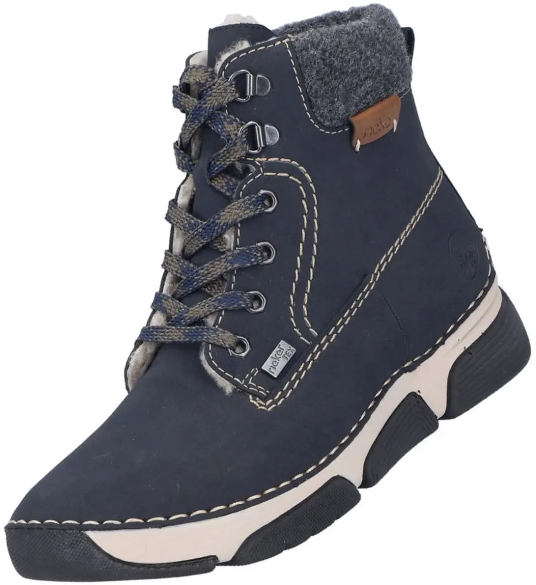Rieker dames Tex-enkellaarsjes, gevoerd, blauw 45925-14