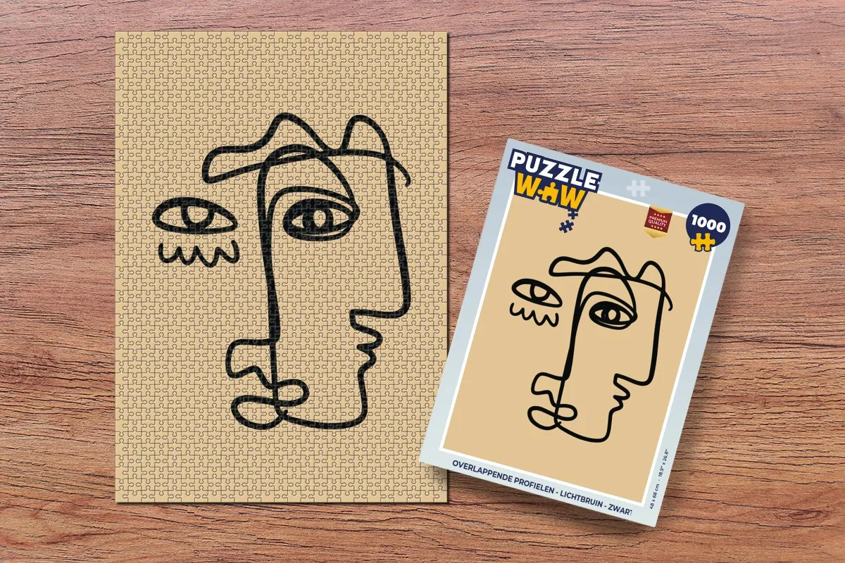 PuzzleWow Overlappende Profielen Legpuzzel 1000 Stuks - Lichtbruin/Zwart