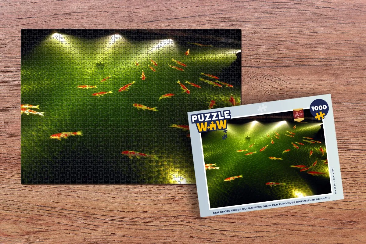 PuzzleWow Legpuzzel Koi Karpers Tuinvijver 1000 Stuks - Multicolor